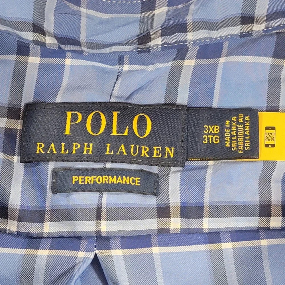 Polo Ralph Lauren Performance Button Down Shirt Plaid Lightweight Men's 3XB Blue
